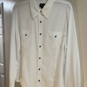 NWT Pendleton blouse. Blue/white polka dots. Size 18. Front pockets.